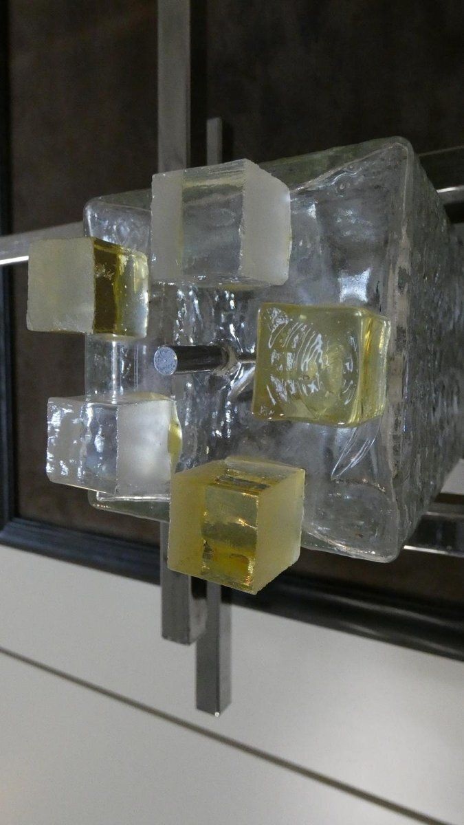 photo for sale Vintage Murano Glass And Steel Wall Lights By Albano Poli For Poliarte, 1960s, Set Of 2