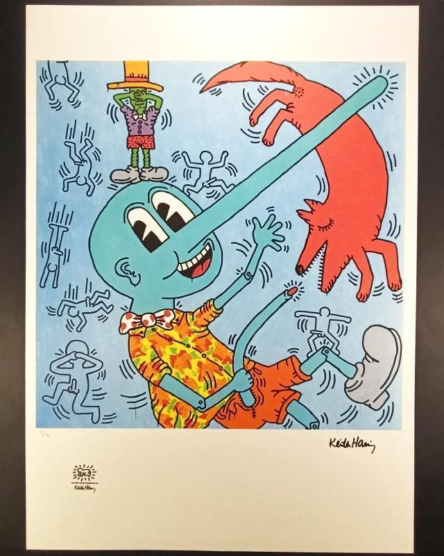 1990s Keith Haring Limited Edition Lithograph Numbered In Pencil.