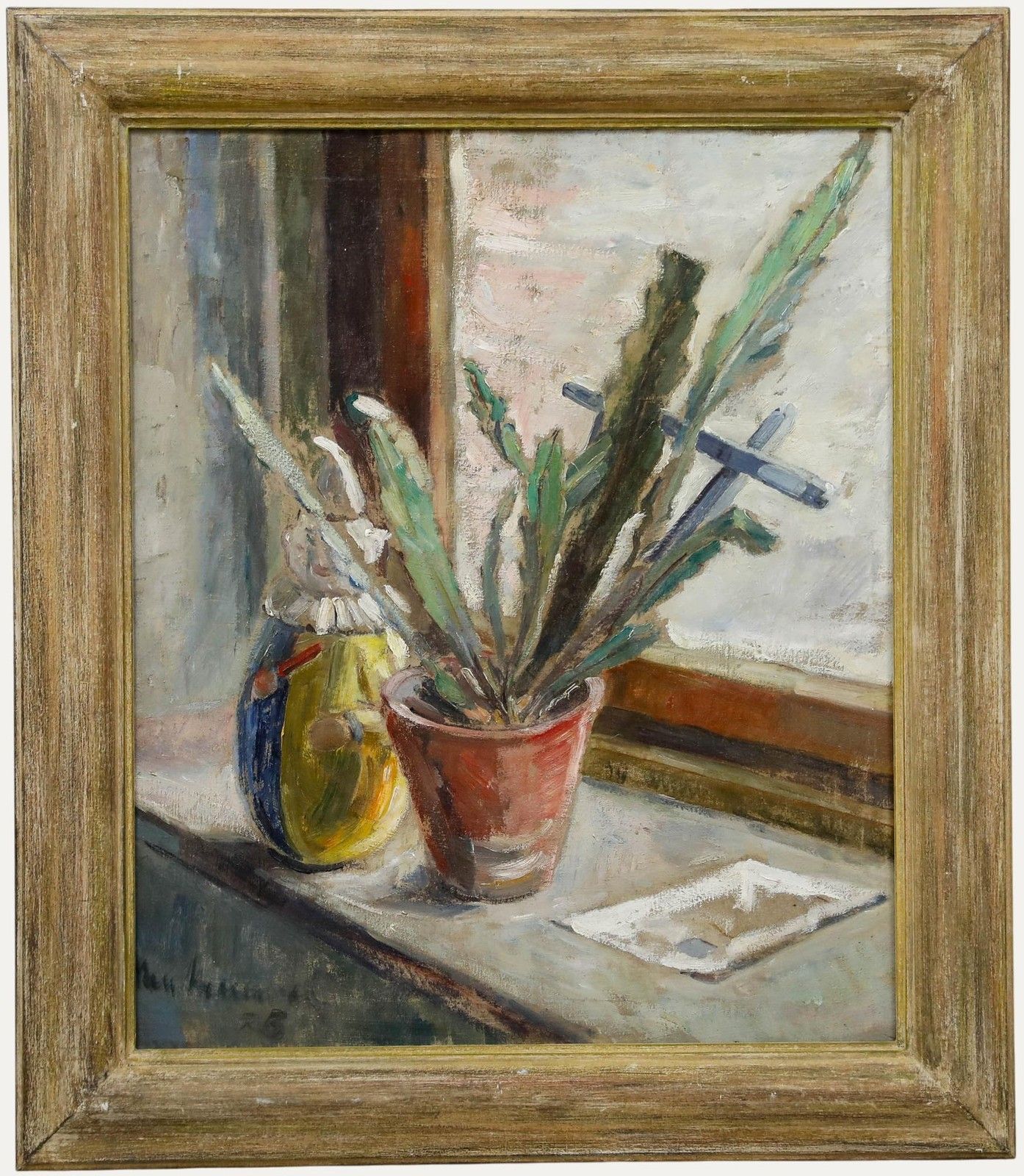 1923 Oil Still Life With Plant And Clown