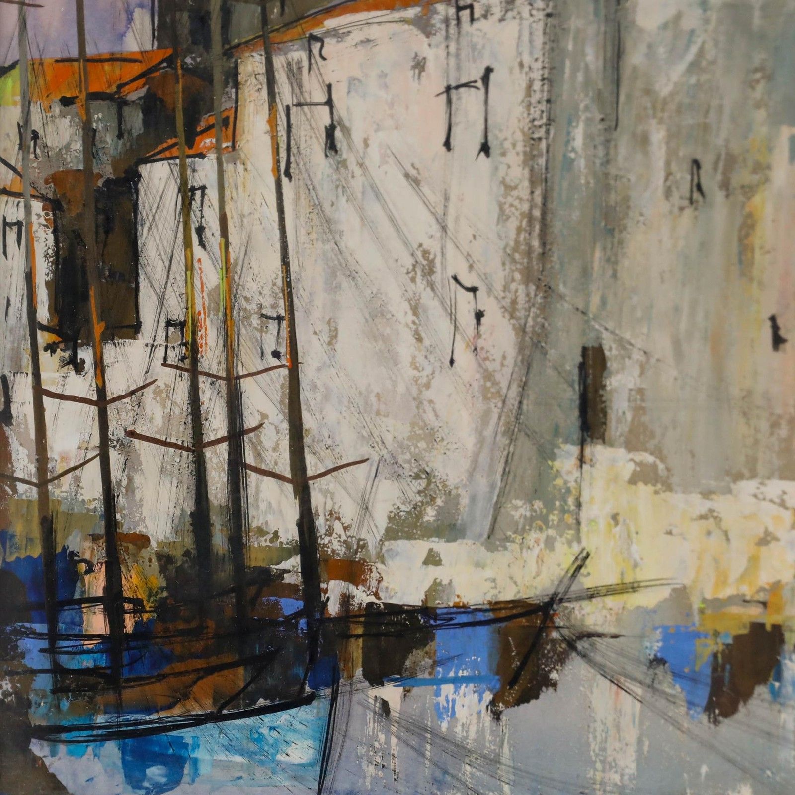 Jean Roll (1921 2015) 1969 Mixed Media, Sur Le Port De Saint Tropez photo Art