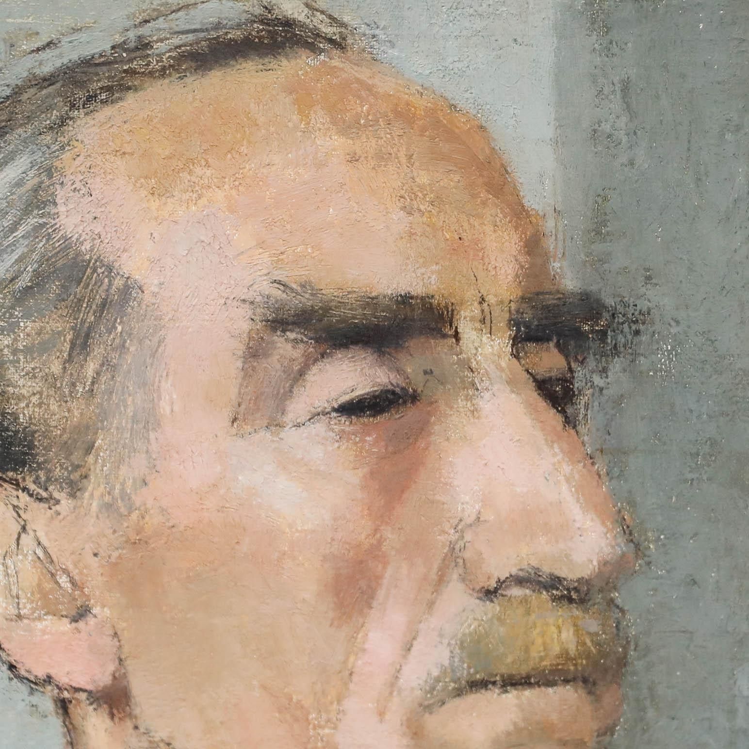 Aingelda Redmond (B.1927) 20th Century Oil, Man With Moustache photo Art
