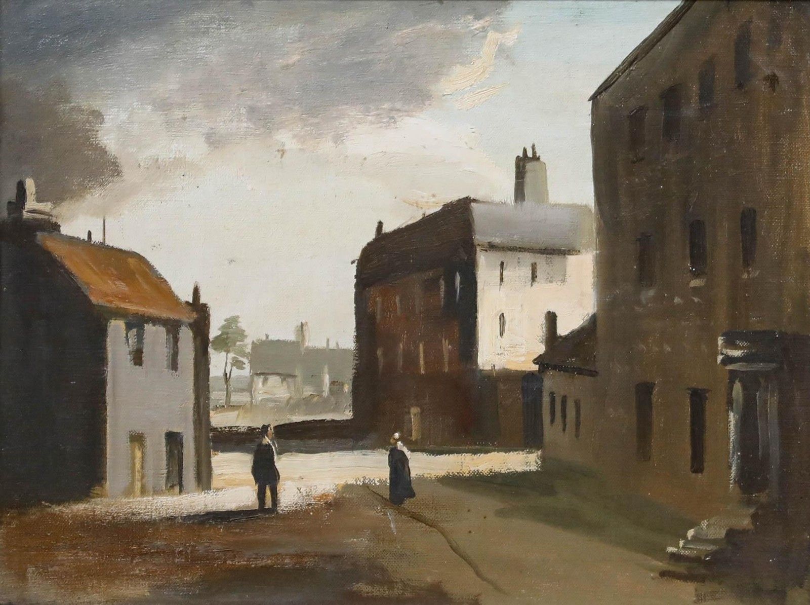 Attrib. Philip Hugh Padwick (1876 1958) 20th Century Oil, Street In Shadow photo furniture
