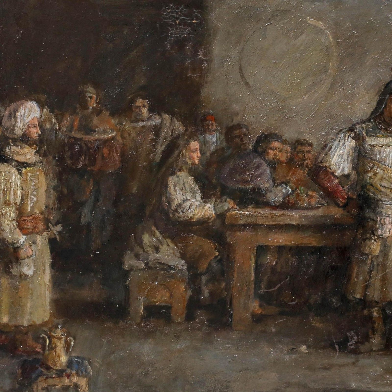 Late 19th Century Oil Soldier In A Tavern photo Art