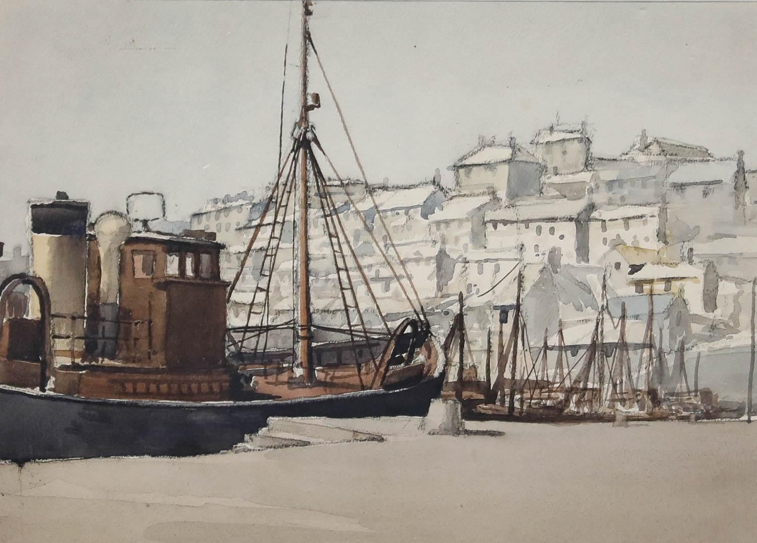 20th Century Watercolour View Of The Boats photo furniture