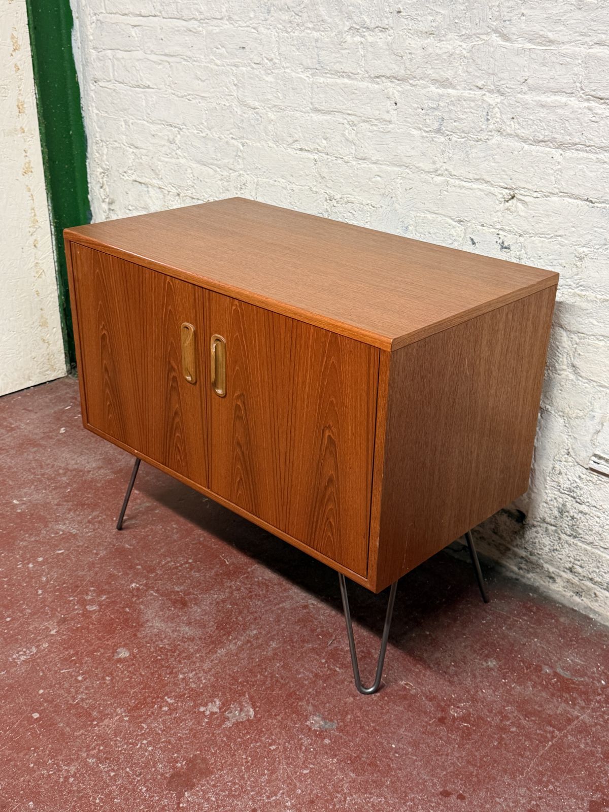 G Plan Fresco Teak Cabinet On Quality Raw Steel Hairpin Legs & Floor Protectors photo for sale