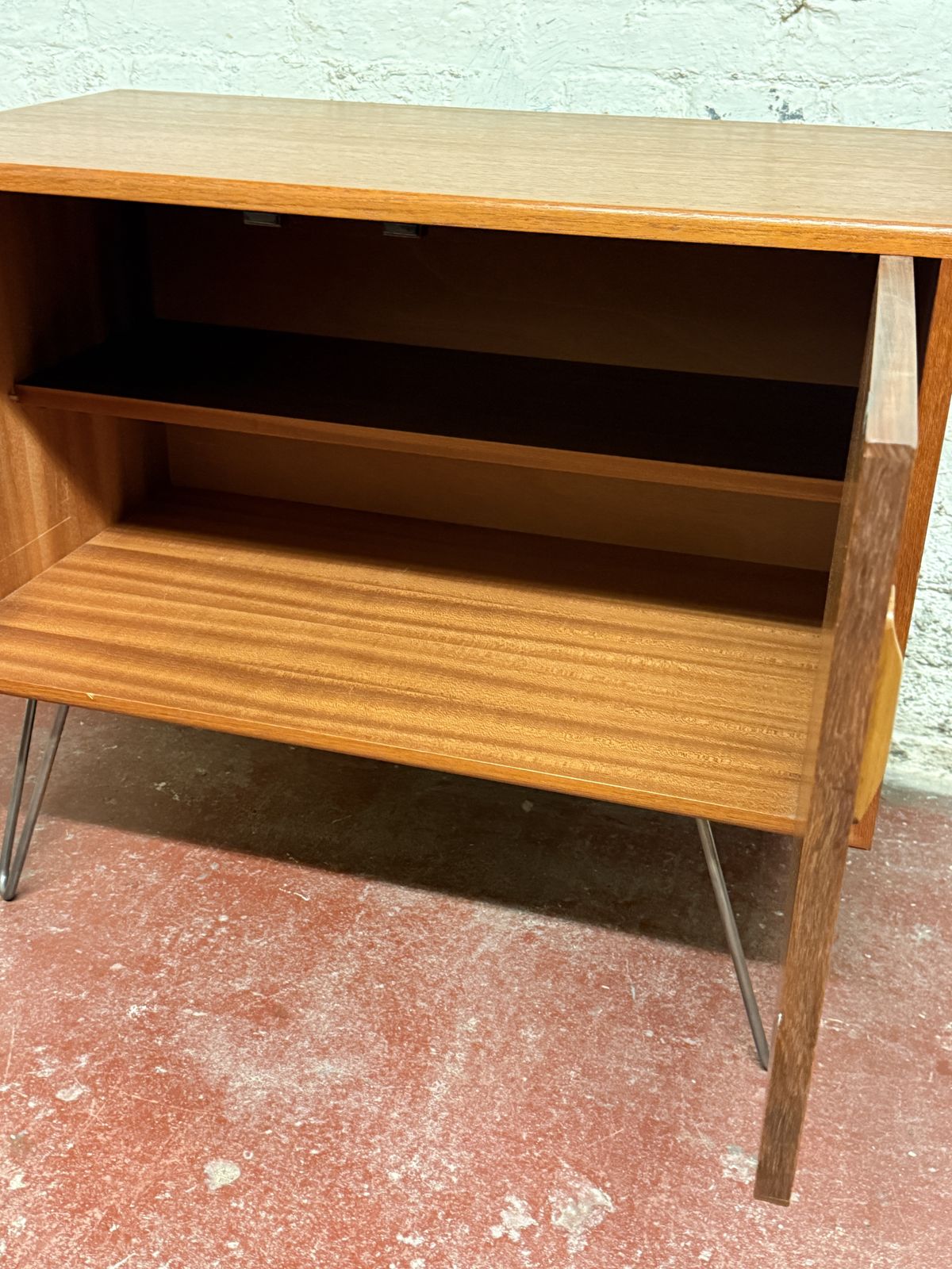 G Plan Fresco Teak Cabinet On Quality Raw Steel Hairpin Legs & Floor Protectors photo buy