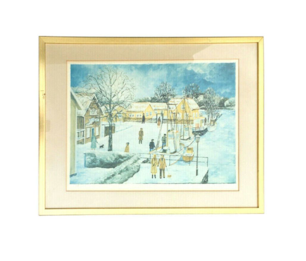 Vintage Lithography On Paper Winter Cityscape, By Artist In 1970's, Nr 368/410