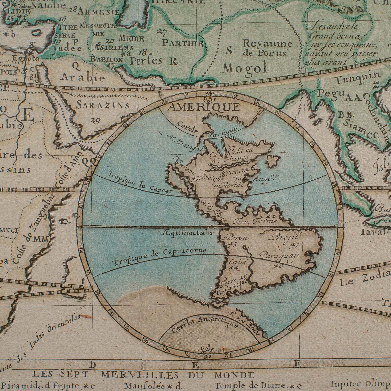 Antique Plan De L'historie Universelle World Map, Framed Cartography, Circa 1730 photo vinterior