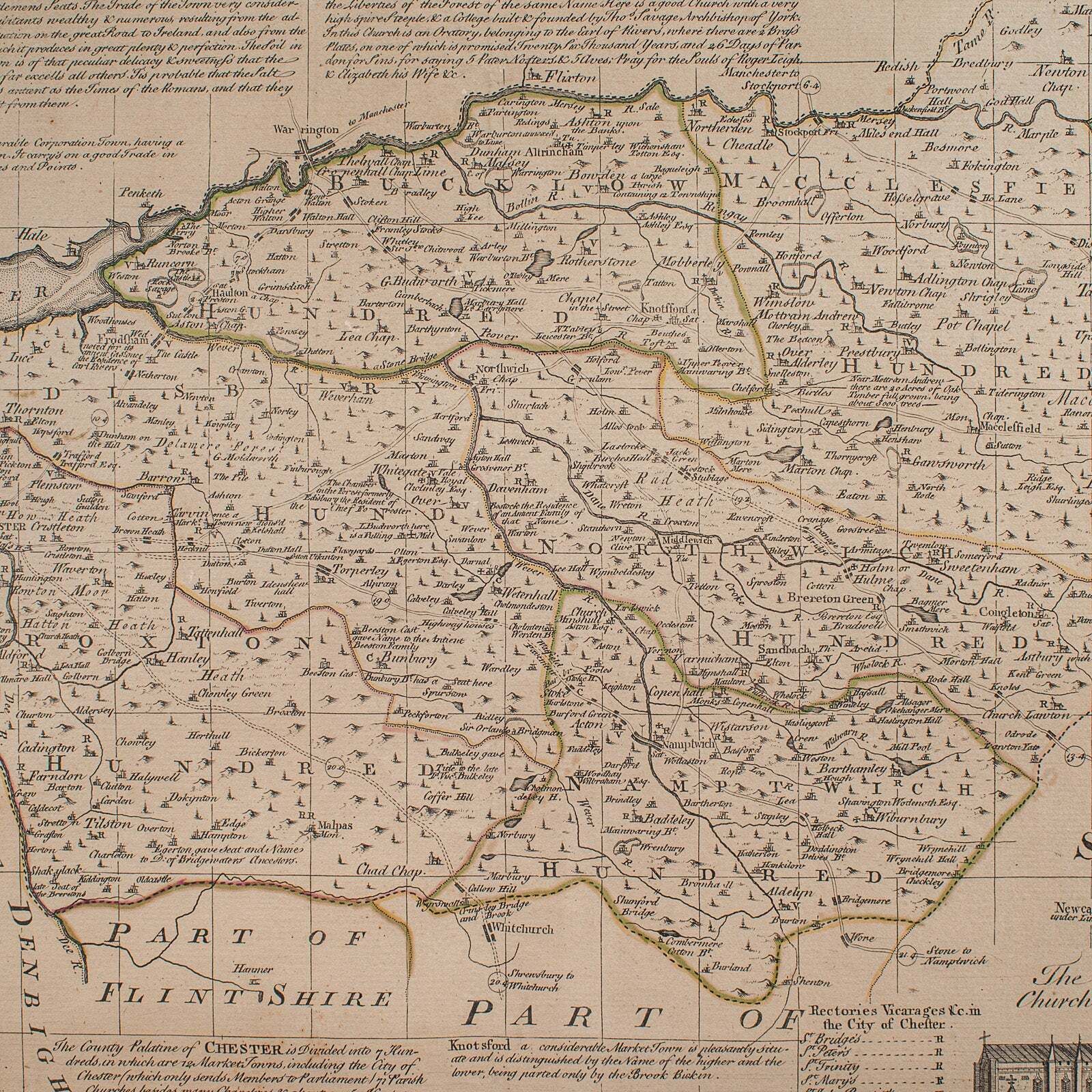 Antique Chester County Map, English, Cheshire, Framed Cartography, Georgian photo vinterior