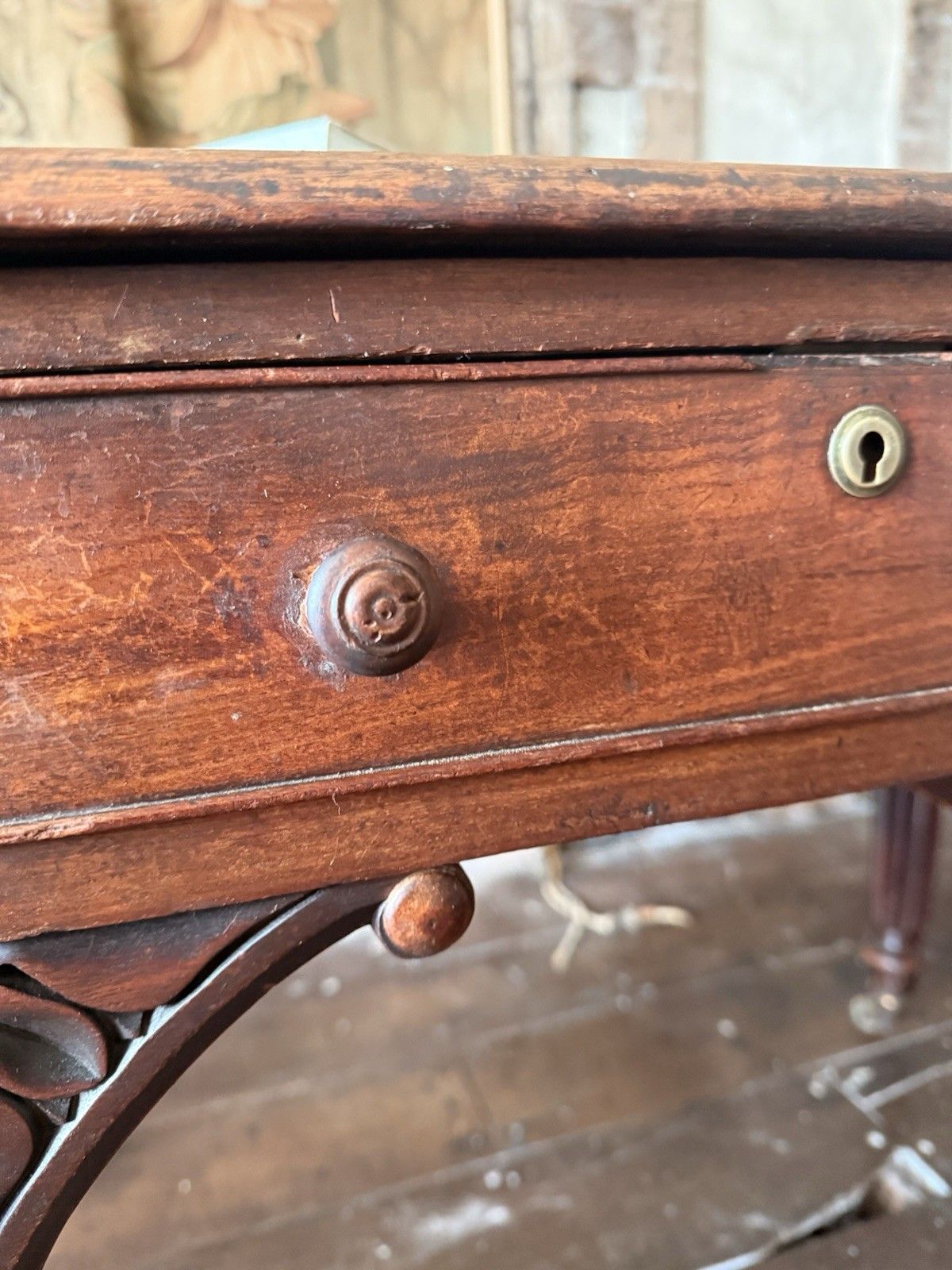 English Original Antique Regency Rustic Writers Office Desk W/ Drawers 1820 C photo Furniture