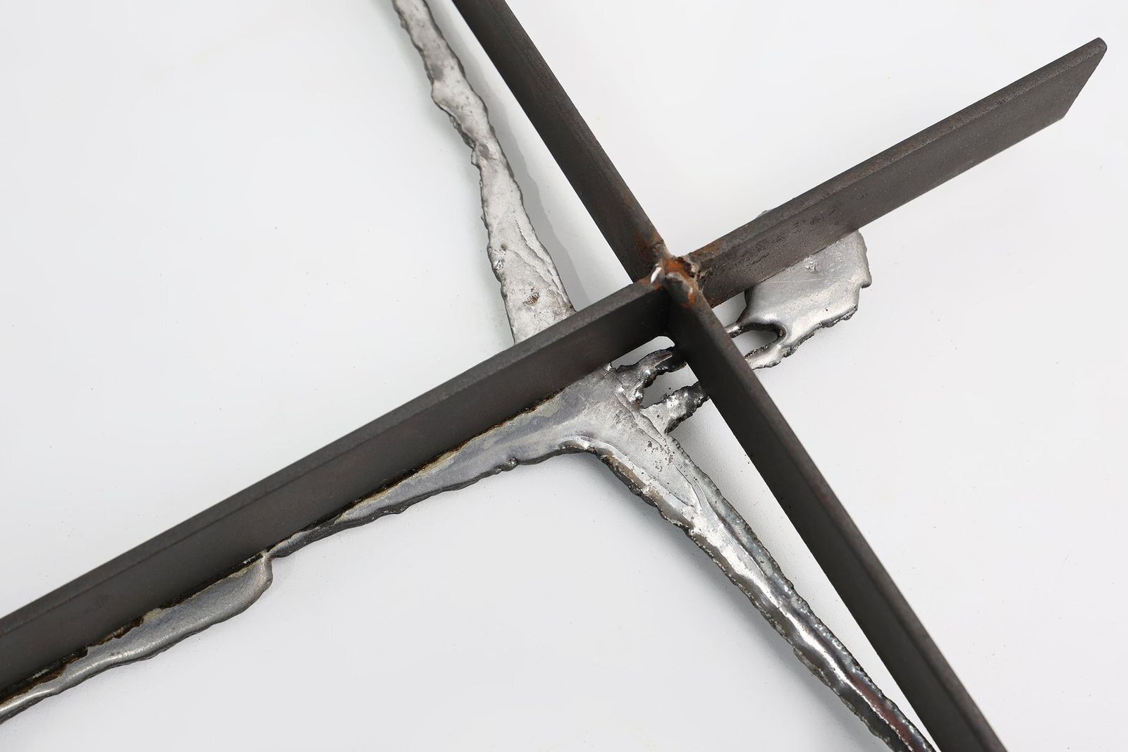 1300.0 Brutalist Welded Iron Crucifix Wall Sculpture By Pia Manu, 1950s photo