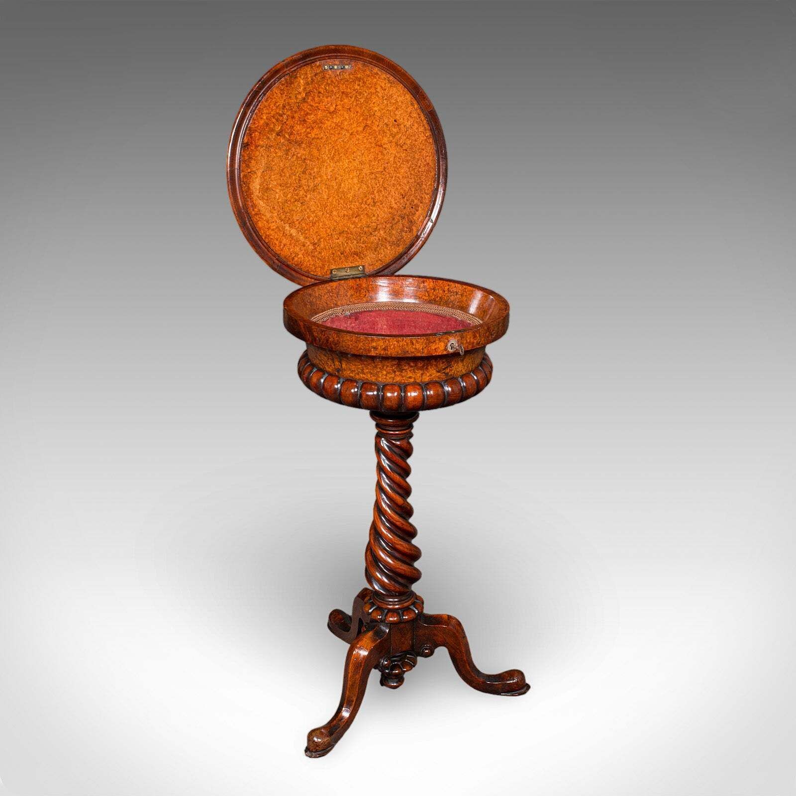 Antique Spirits Table, English, Burr Maple, Glasses Stand, Teapoy, William IV photo furniture