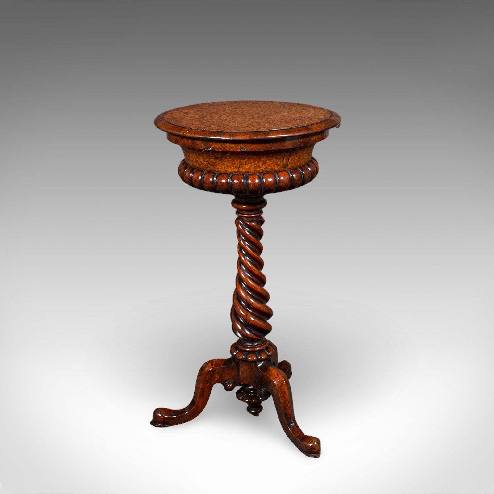 Antique Spirits Table, English, Burr Maple, Glasses Stand, Teapoy, William IV photo Furniture