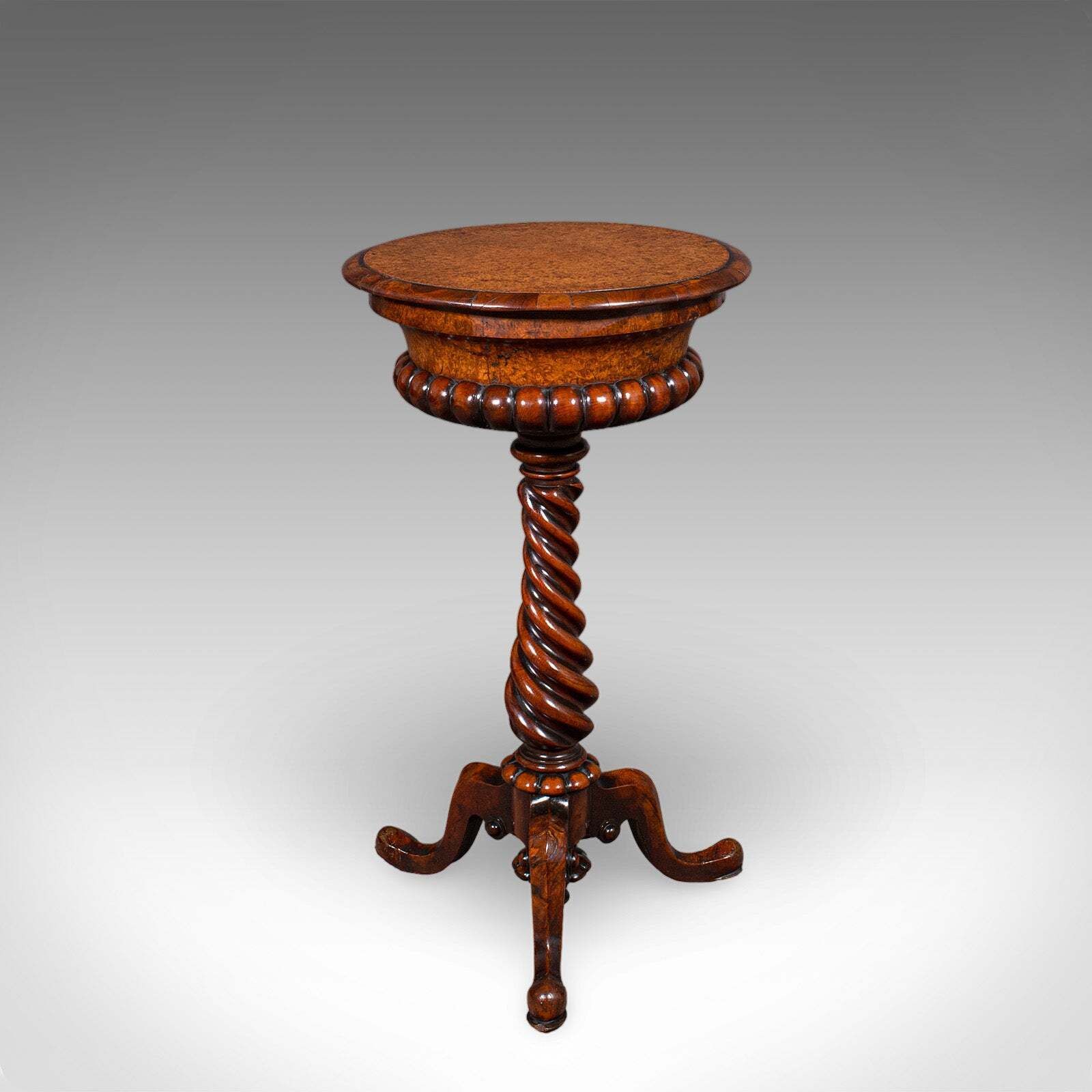 Antique Spirits Table, English, Burr Maple, Glasses Stand, Teapoy, William IV photo 4027.0