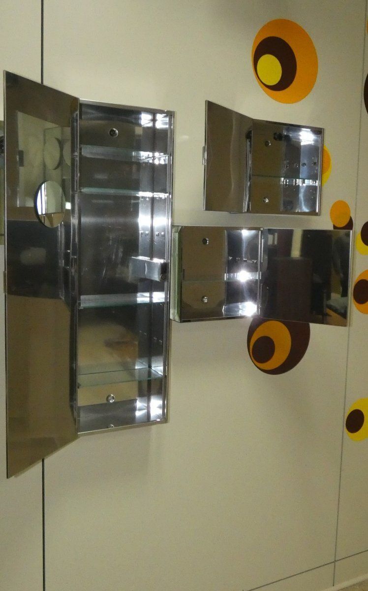 Vintage Italian Mirrored Cabinets, 1970s, Set Of 3 photo 1350.0