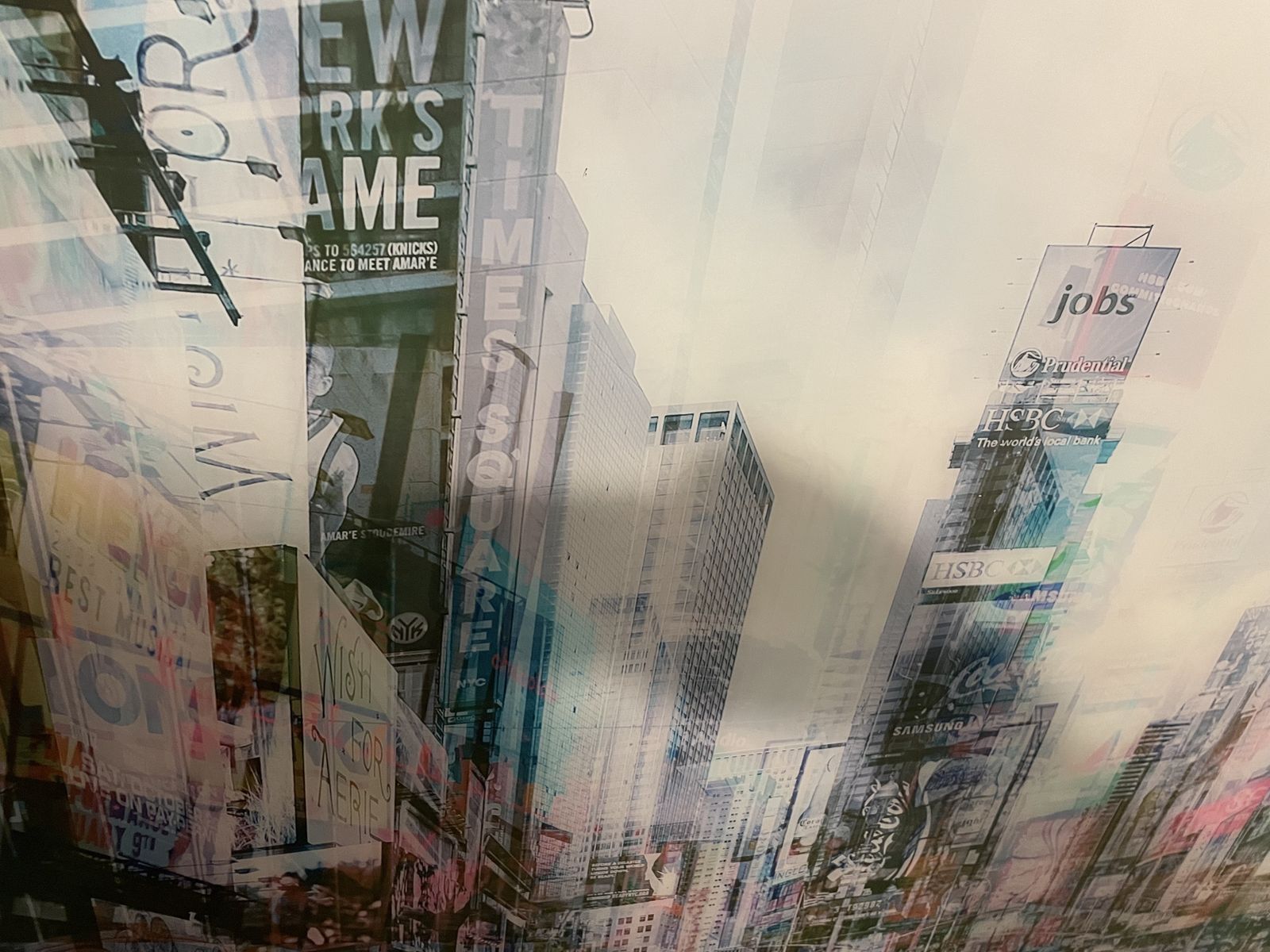 Large Contemporary Glass Wall Artwork – Abstract New York City