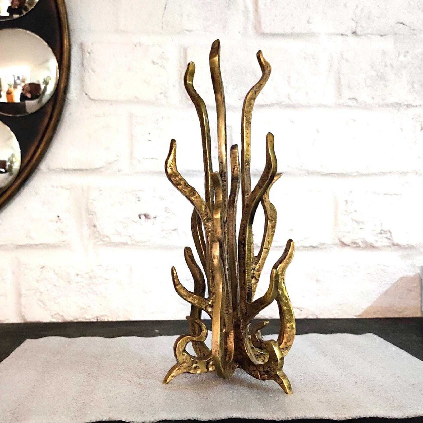 1960s Sculptural Brutalist Bronze Candle Holder Or Vase By Heinz Goll