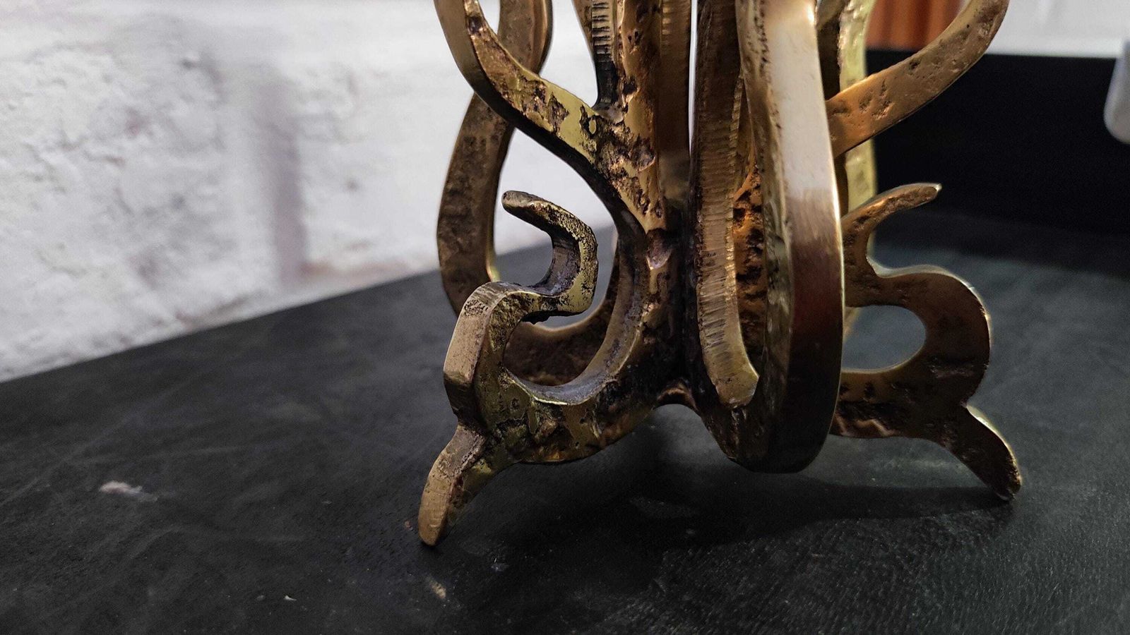 photo furniture 1960s Sculptural Brutalist Bronze Candle Holder Or Vase By Heinz Goll