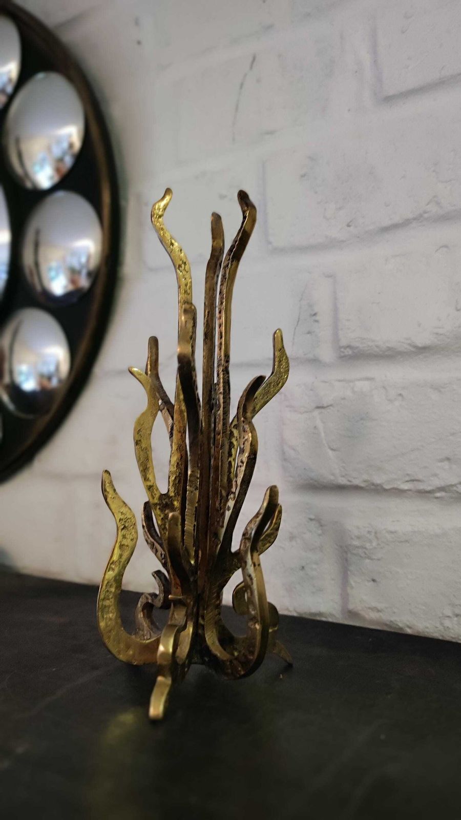 771.0 1960s Sculptural Brutalist Bronze Candle Holder Or Vase By Heinz Goll photo