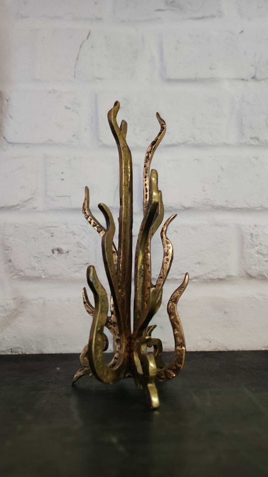 photo vinterior 1960s Sculptural Brutalist Bronze Candle Holder Or Vase By Heinz Goll
