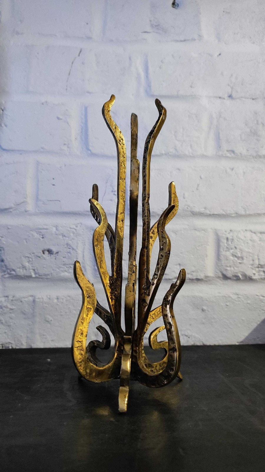 photo buy 1960s Sculptural Brutalist Bronze Candle Holder Or Vase By Heinz Goll