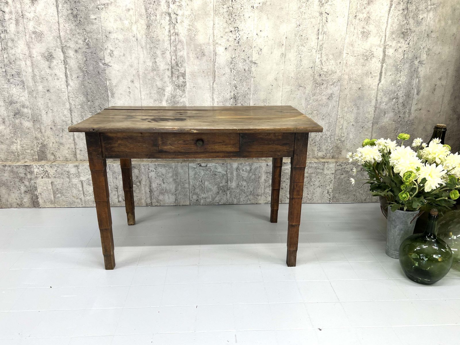 104.5cm Rustic Oak 1930's Bistro Table