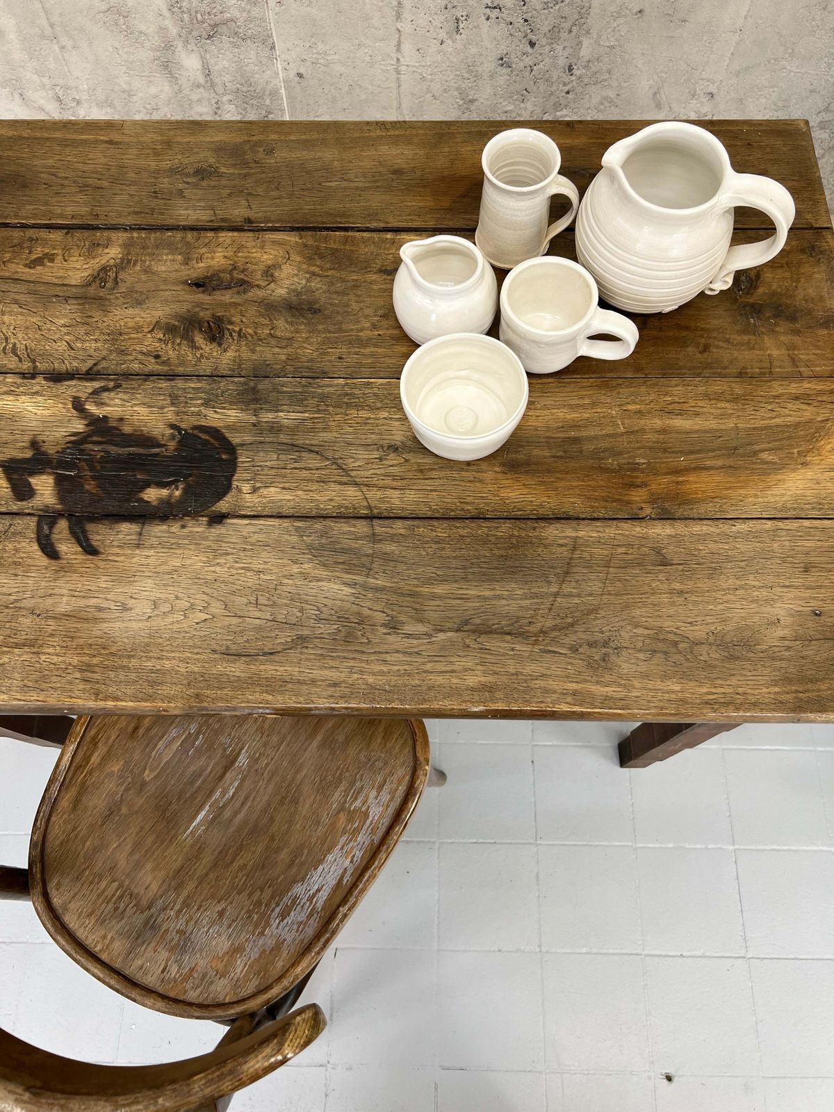 Furniture 104.5cm Rustic Oak 1930's Bistro Table photo