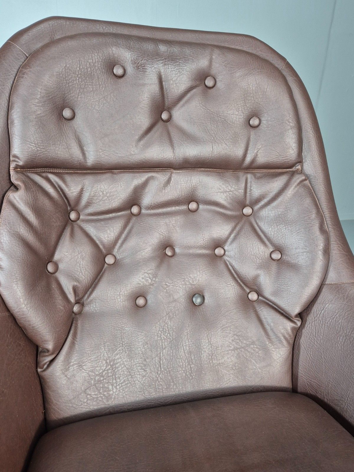 350.0 Retro Swivel Bucket Chair 1970s Denmark Brown Vinyl Mid Century Eb11415 Mswi photo