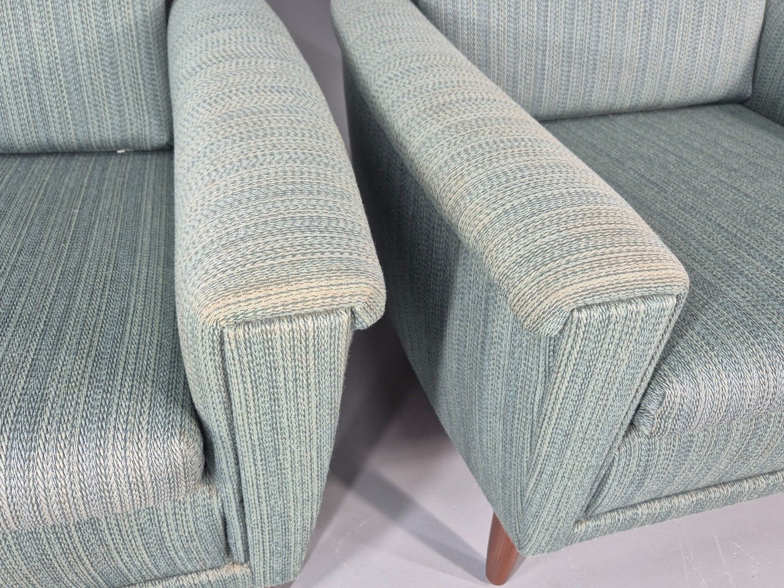 Furniture 2 Mid Century Lounge Chairs 1960s Denmark Blue Wool Retro Eb11403 Mnor photo