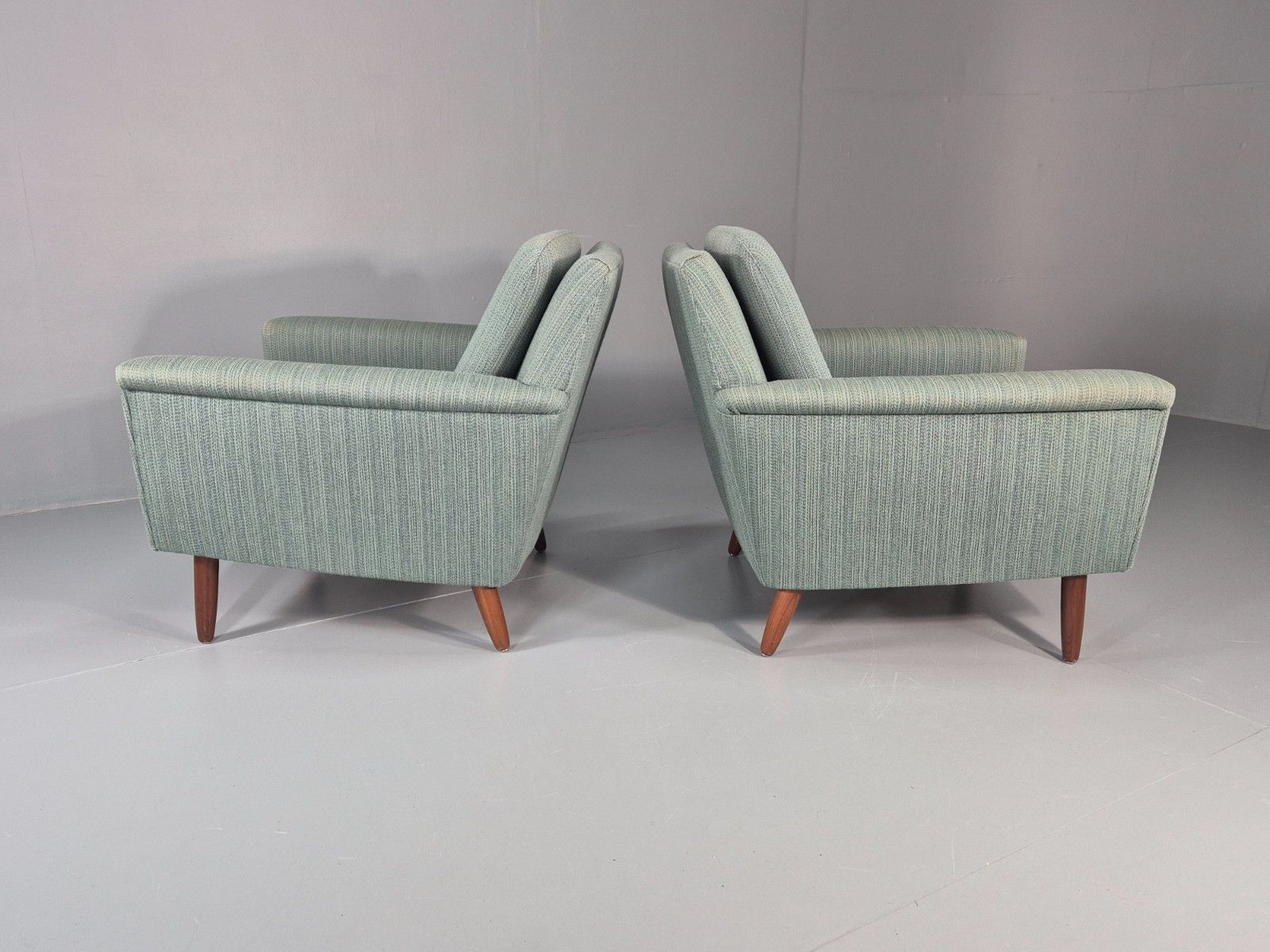 photo vinterior 2 Mid Century Lounge Chairs 1960s Denmark Blue Wool Retro Eb11403 Mnor