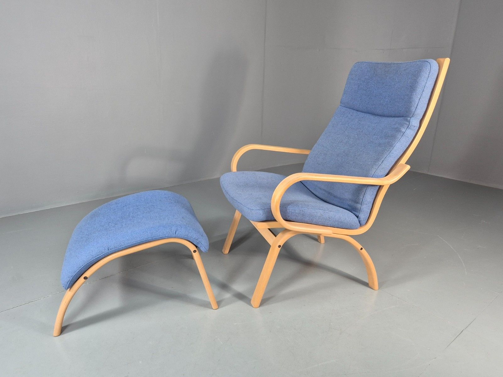 Retro Bentwood Lounge Chair And Footstool Vintage Danish 1980s Mcm  Eb11382 Mben