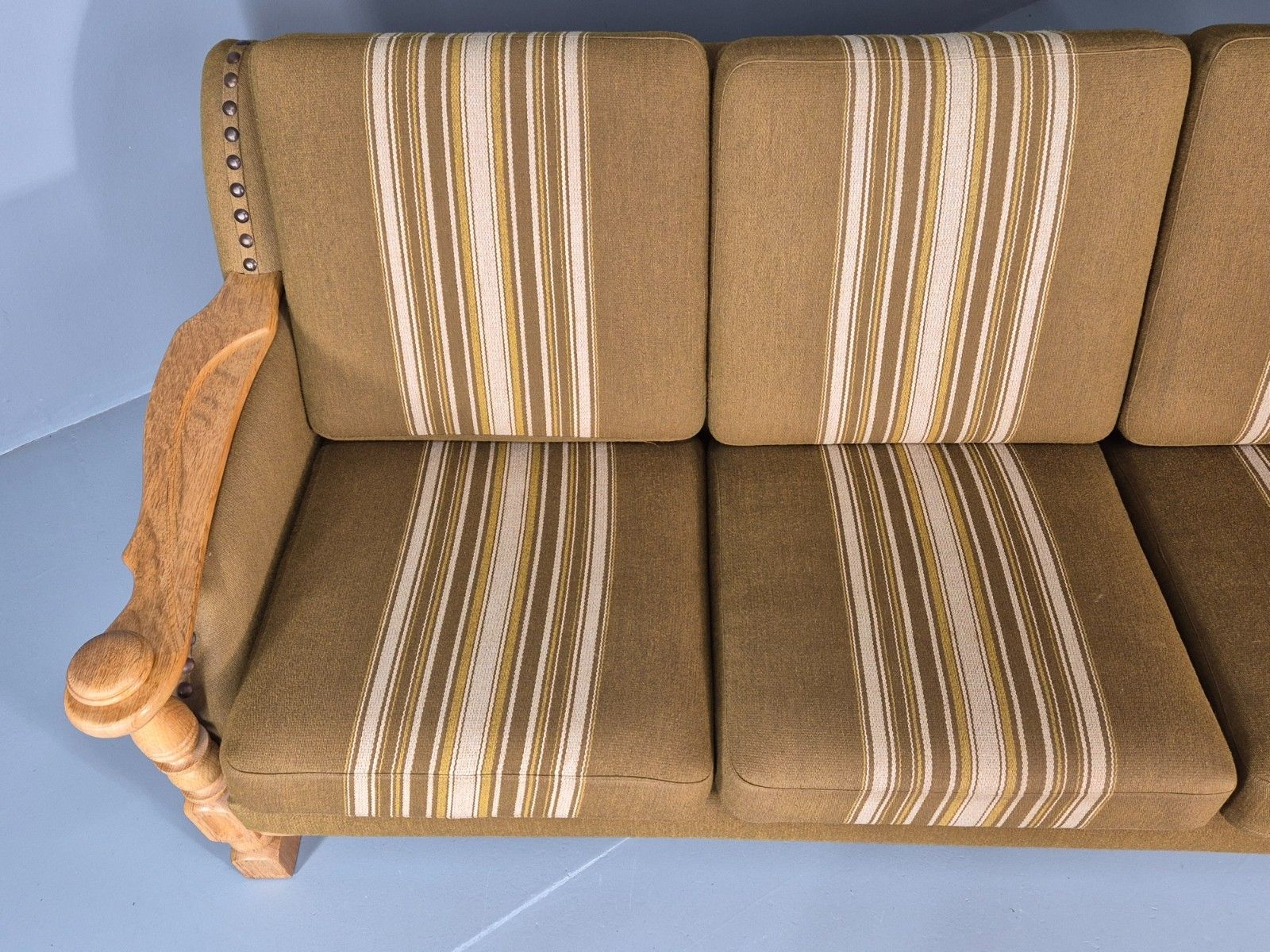 Vintage Danish Three Seater Settee Kjaernulf Style Oak Frame Eb11313 M3ss photo vintage
