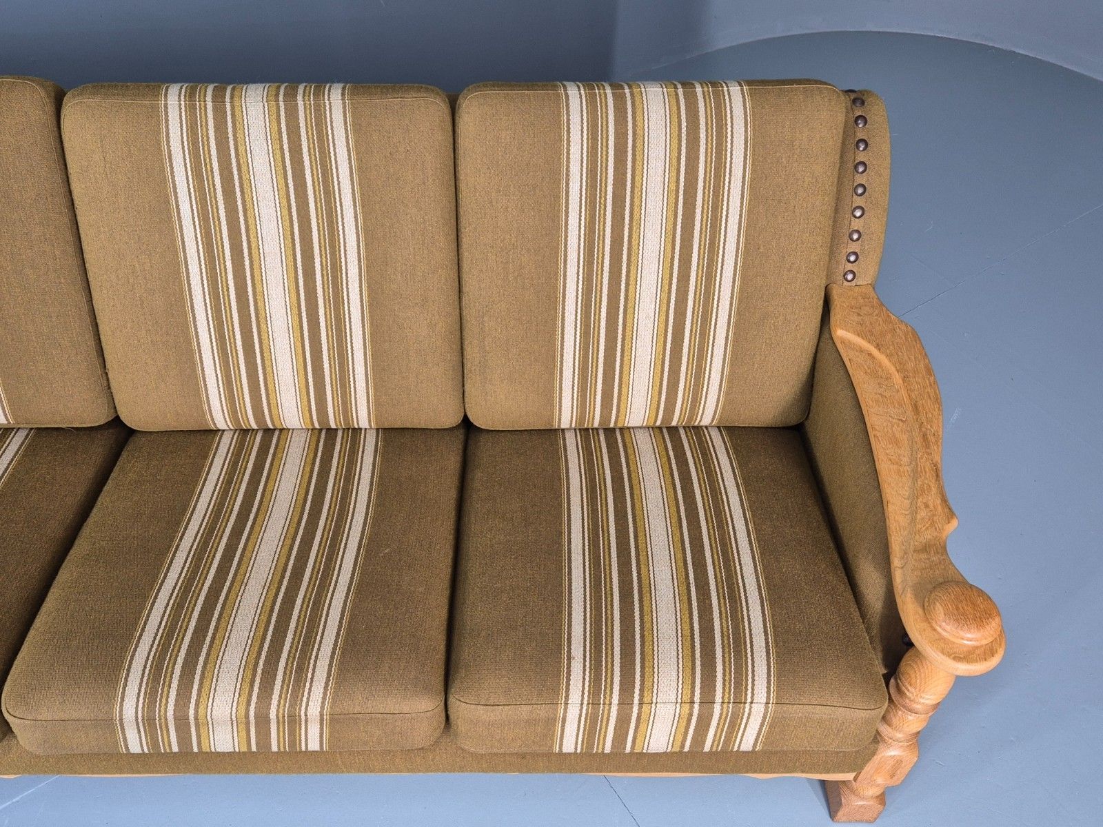 photo furniture Vintage Danish Three Seater Settee Kjaernulf Style Oak Frame Eb11313 M3ss