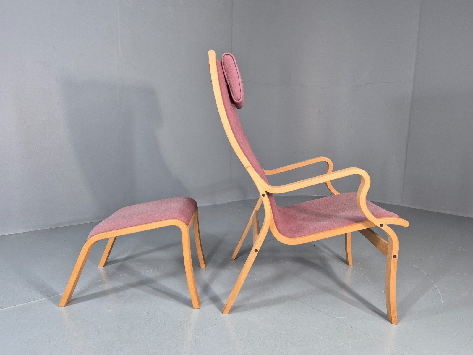 Vintage Danish Bentwood Chair And Footstool Ostergaard Style Retro Eb11297 Mben photo vinterior