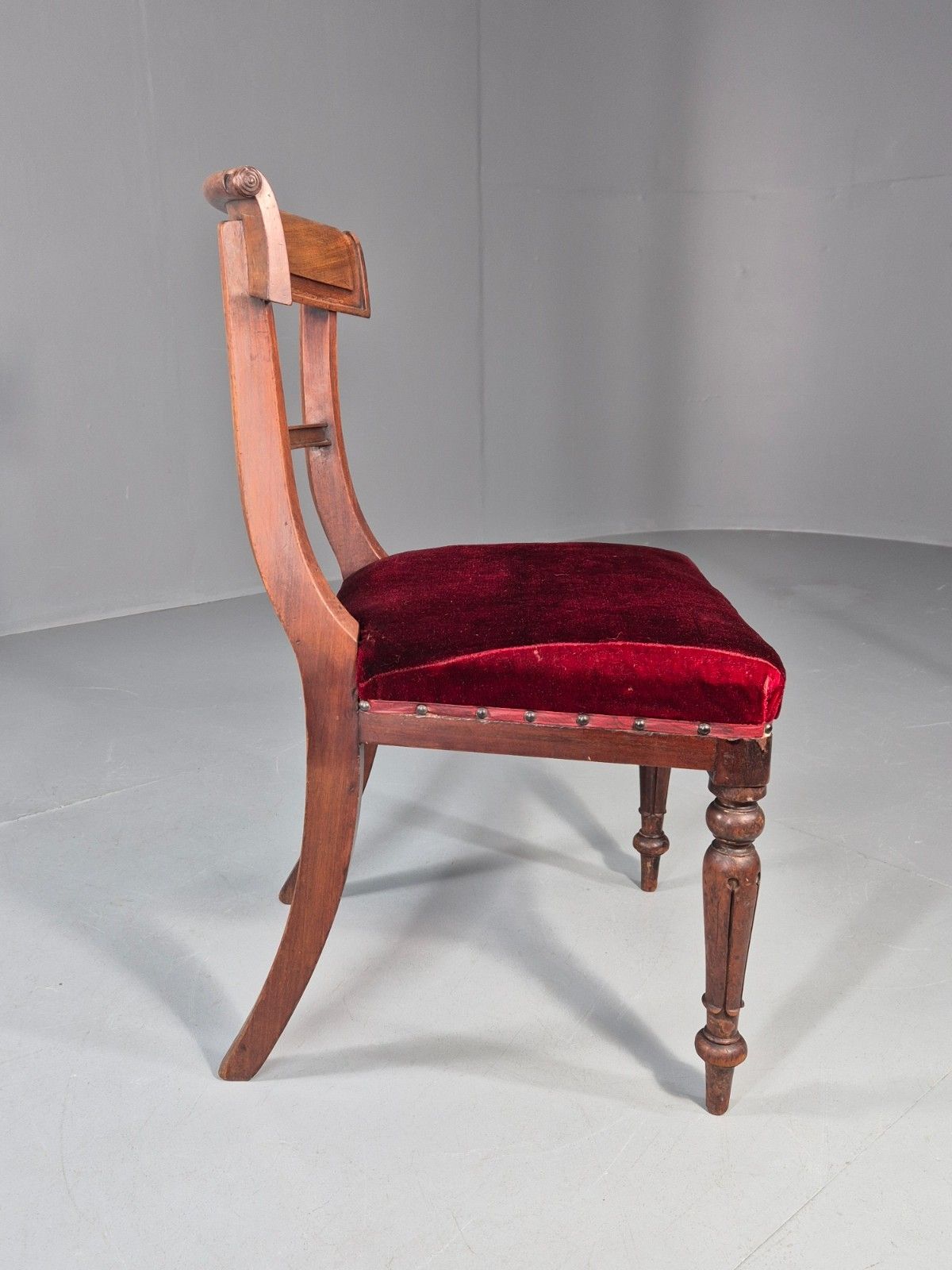 Antique William IV Mahogany Dining Chair Red Velvet Upholstery 1830 Eb11224 Vdin photo vinterior