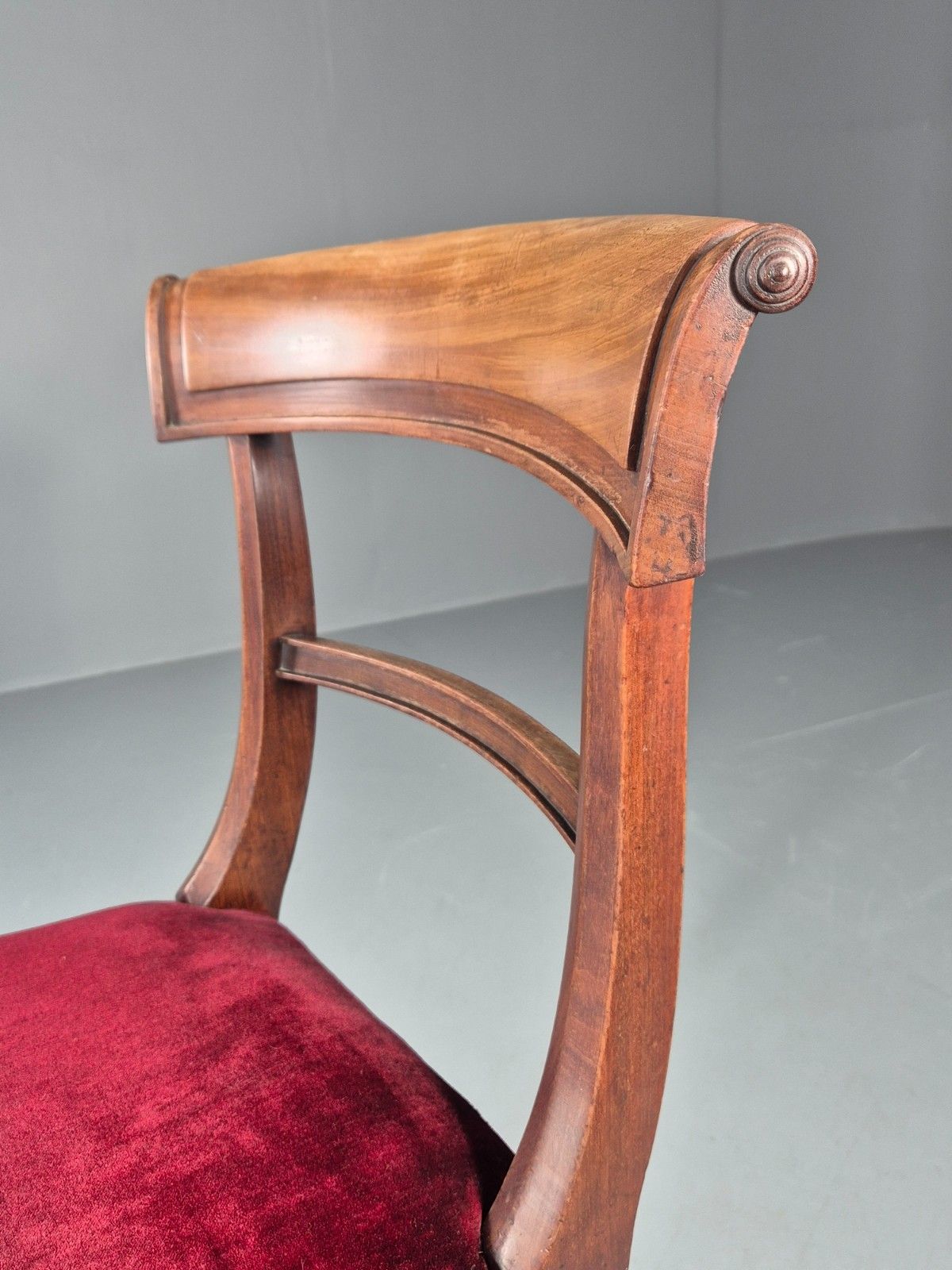 60.0 Antique William IV Mahogany Dining Chair Red Velvet Upholstery 1830 Eb11224 Vdin photo