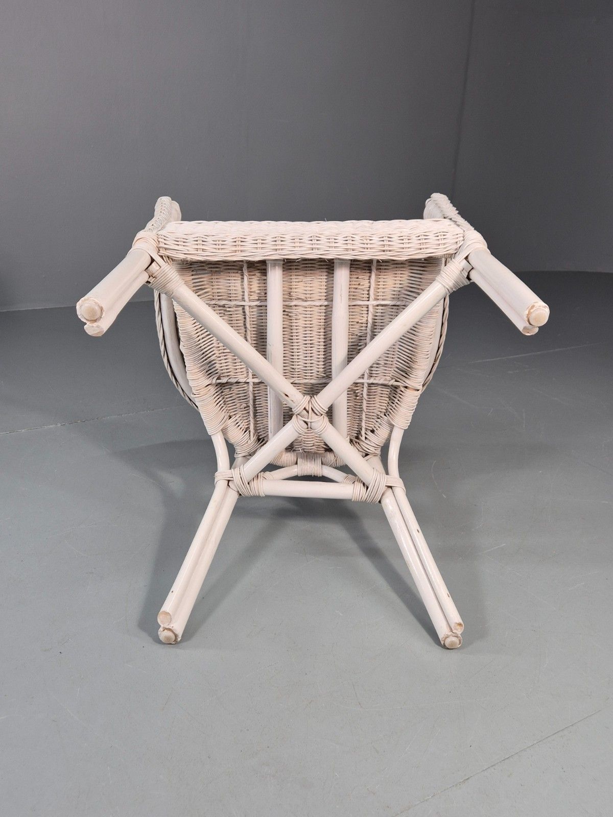 photo buy Vintage Rattan Lounge Chair White Painted 1970s Retro Eb11219 Vber