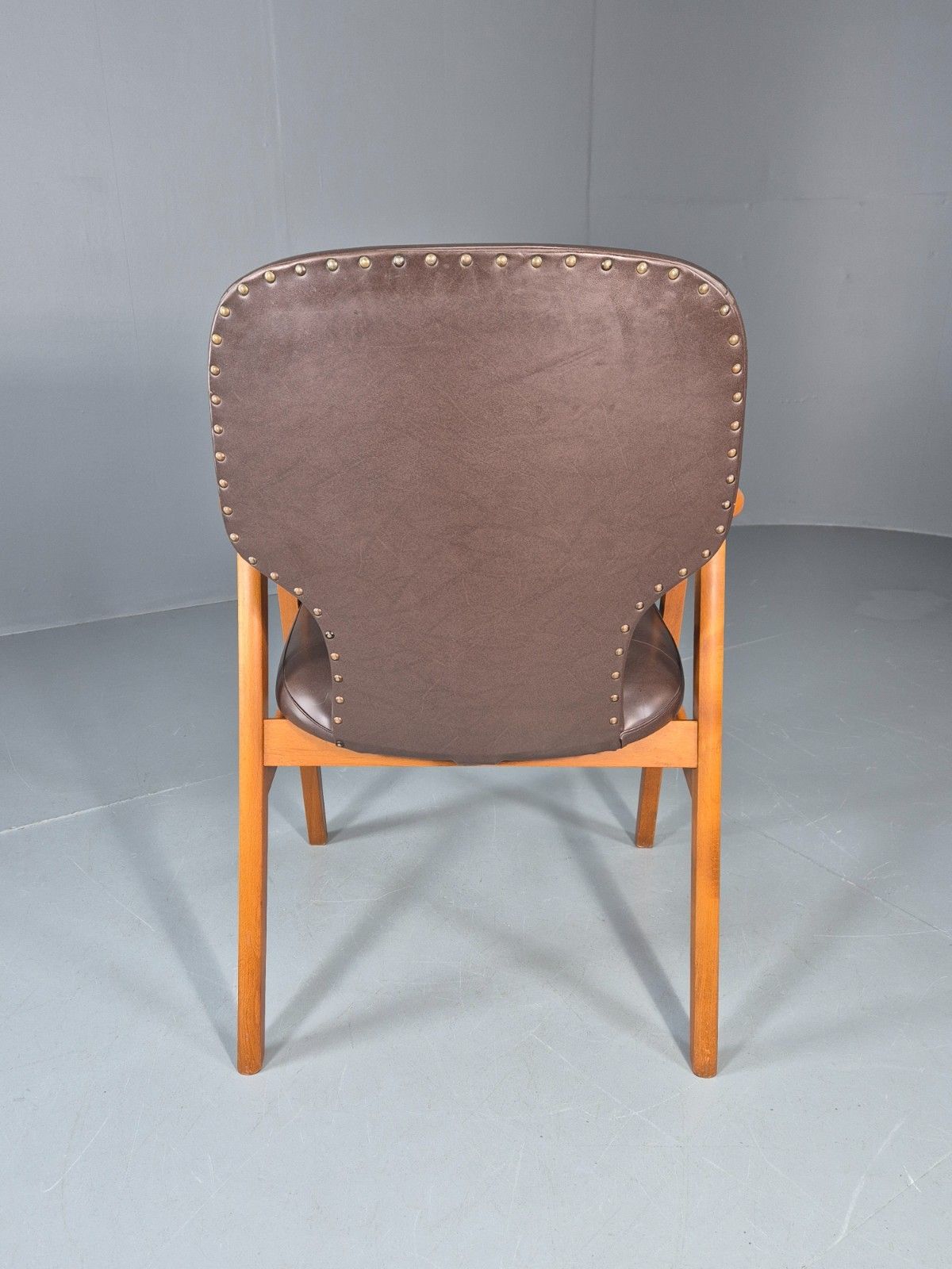 Mid Century Lounge Chair Vintage Swedish 1960s Beech Brown Vinyl Eb11139 Mnor photo vintage