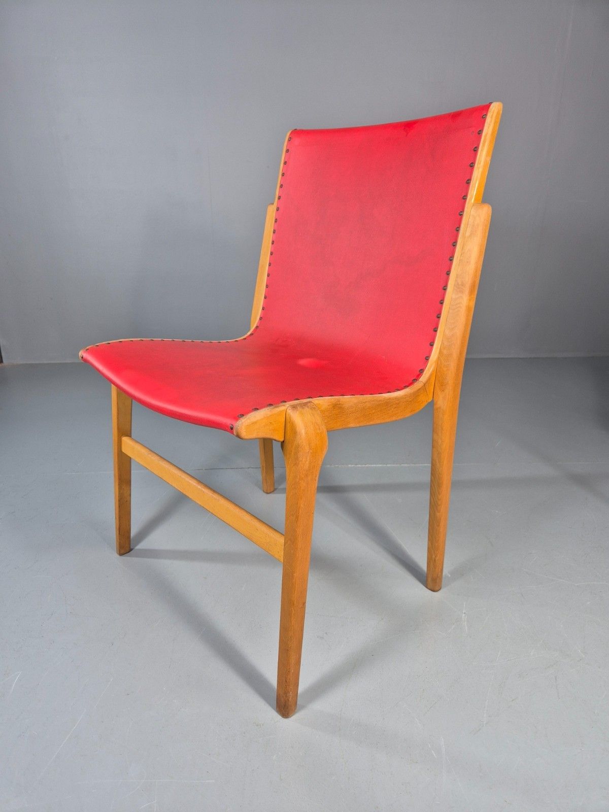Furniture 4 Stacking Lounge Chairs 1950s Swedish Red Beech Mid Century Retro Eb11102 Mdin photo