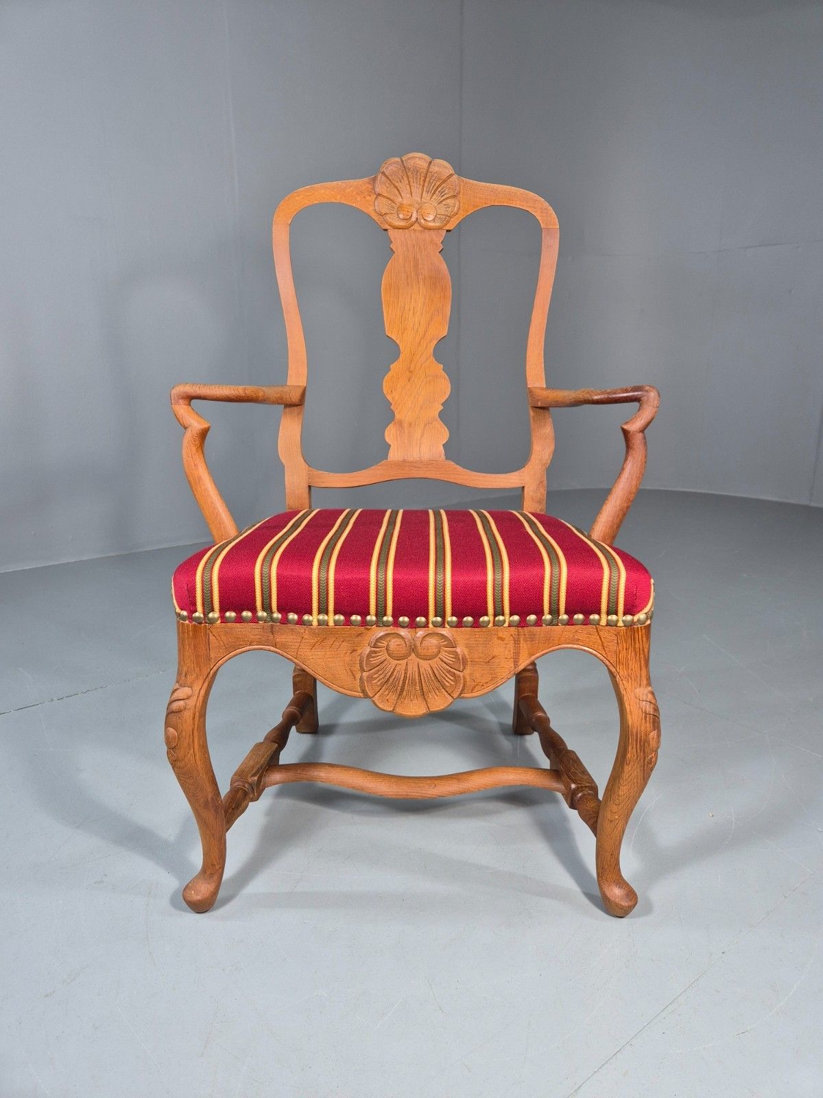 Antique Rococo Revival Oak Chair Danish 1880 Splat Back Shell Motif Eb10887 Vdin