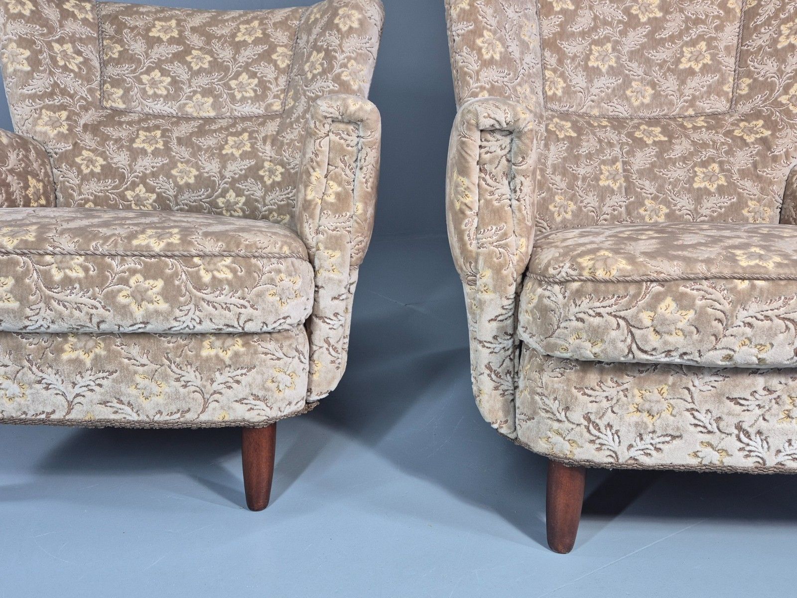 photo vinterior 2 1950s Lounge Chairs Mid Century Danish Floral Moquette Retro  Eb11318 Mnor
