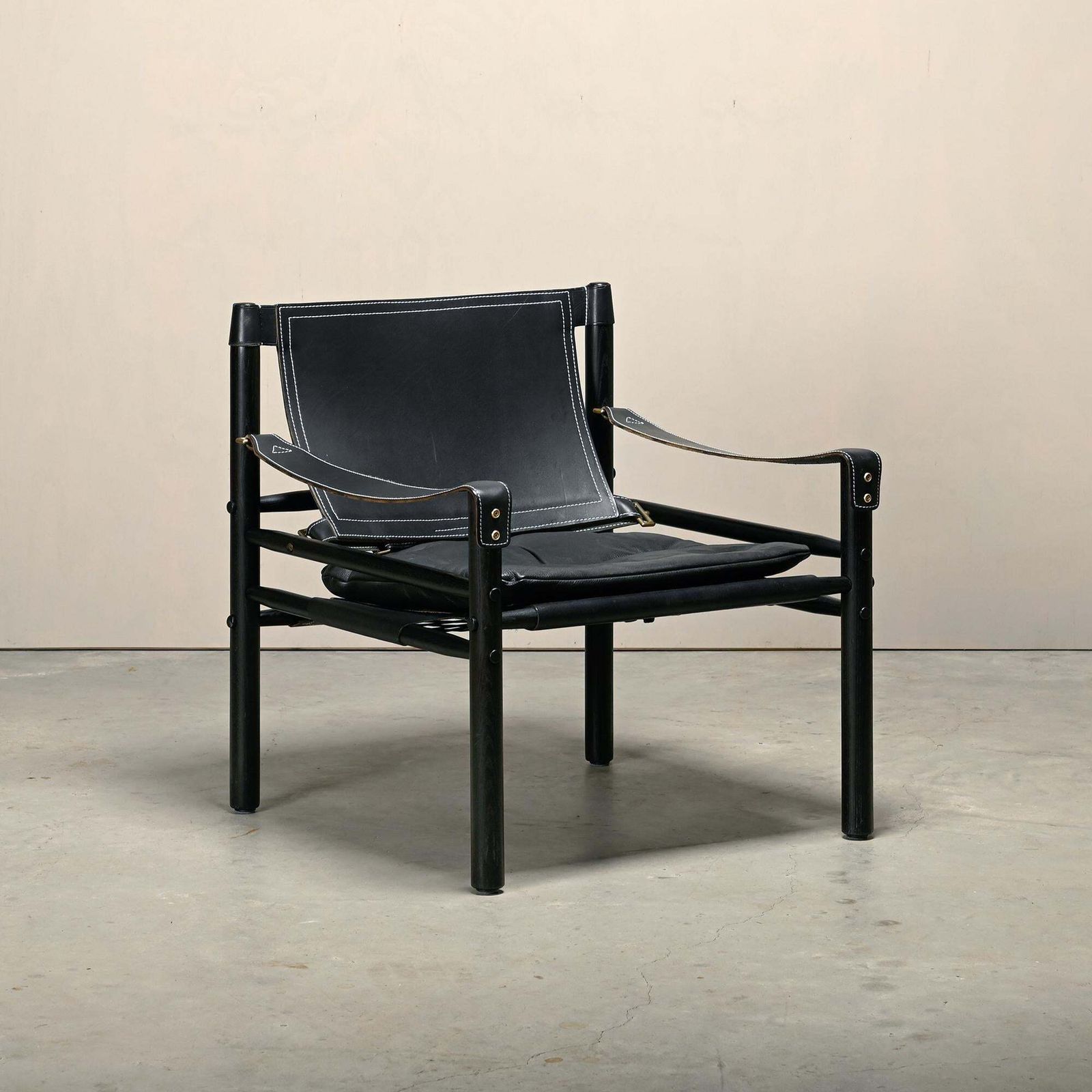 Arne Norell Sirocco Safari Lounge Chair In Black Leather / Stained Ash, Sweden photo furniture