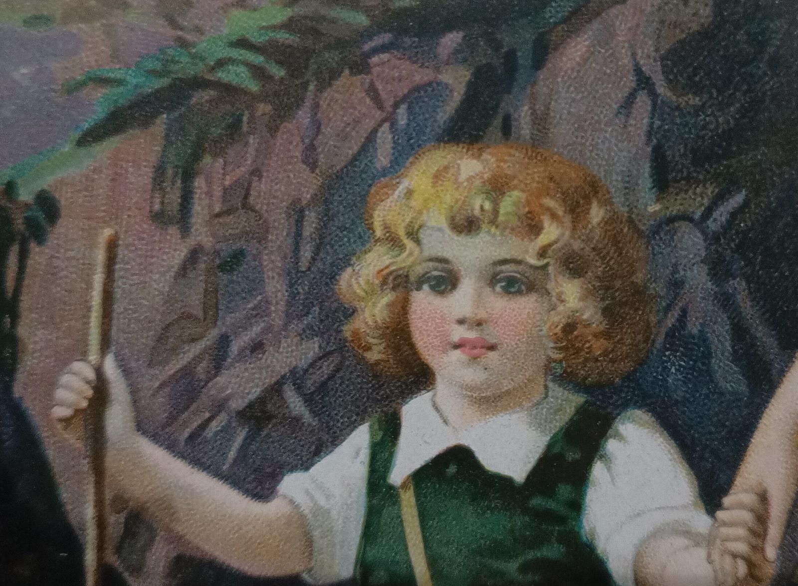Antique Chromolithograph The Guardian Angel And Child Framed. photo for sale