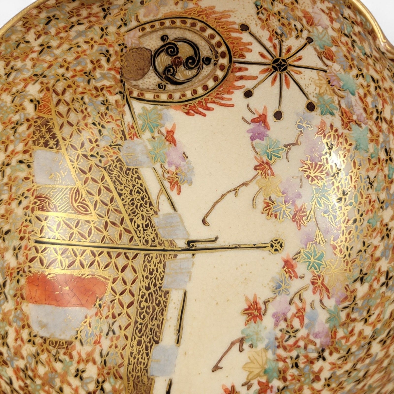 1200.0 Antique Meiji Satsuma Hododa “Thousand Butterflies” Bowl, Shimazu Mark C. 1900 photo