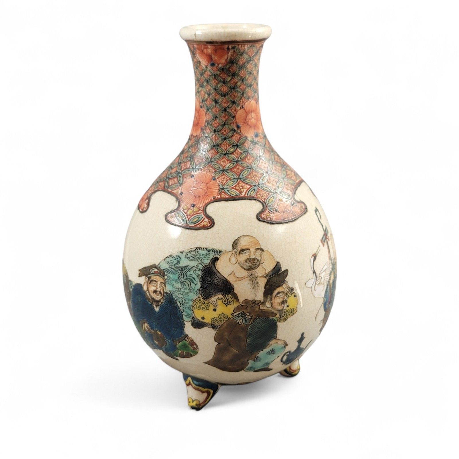 Antique Kyoto Satsuma Tripod Vase — Chōshūzan, Jissei After Yoshisada (Meiji) photo buy