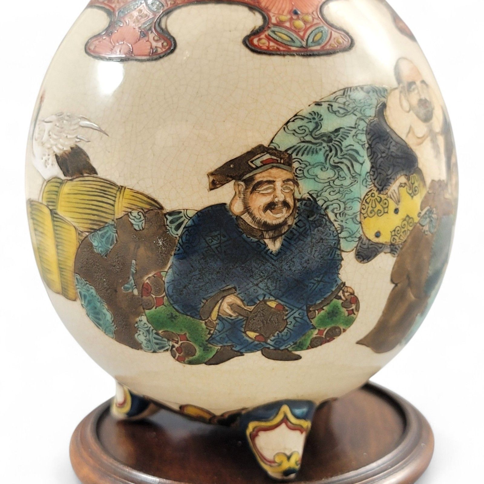 photo vinterior Antique Kyoto Satsuma Tripod Vase — Chōshūzan, Jissei After Yoshisada (Meiji)
