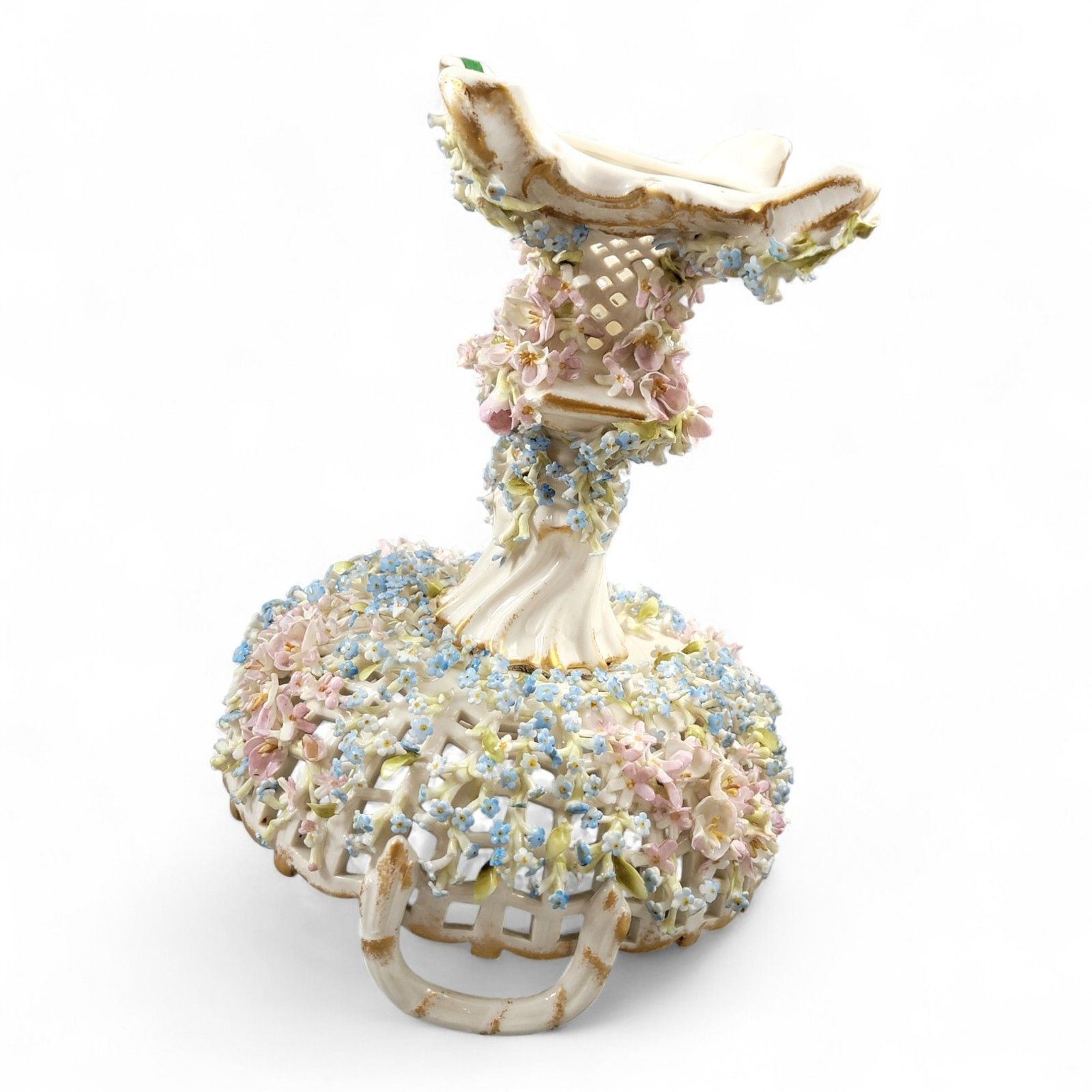photo furniture C.G. Schierholz Plaue Porcelain Flower Centerpiece C.1885, Reticulated Bowl
