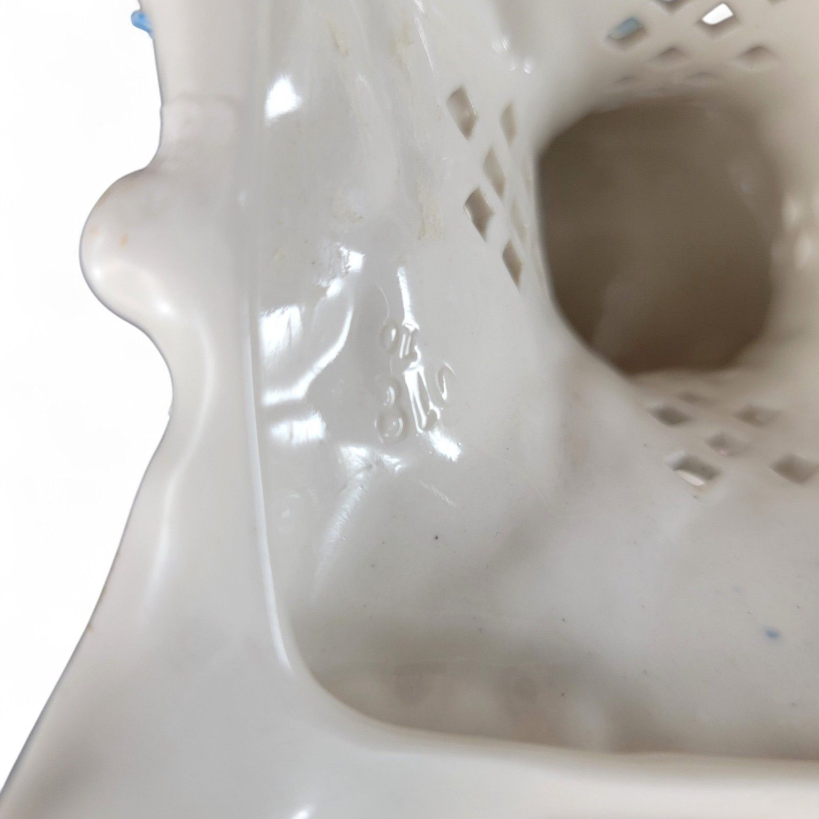 photo buy C.G. Schierholz Plaue Porcelain Flower Centerpiece C.1885, Reticulated Bowl