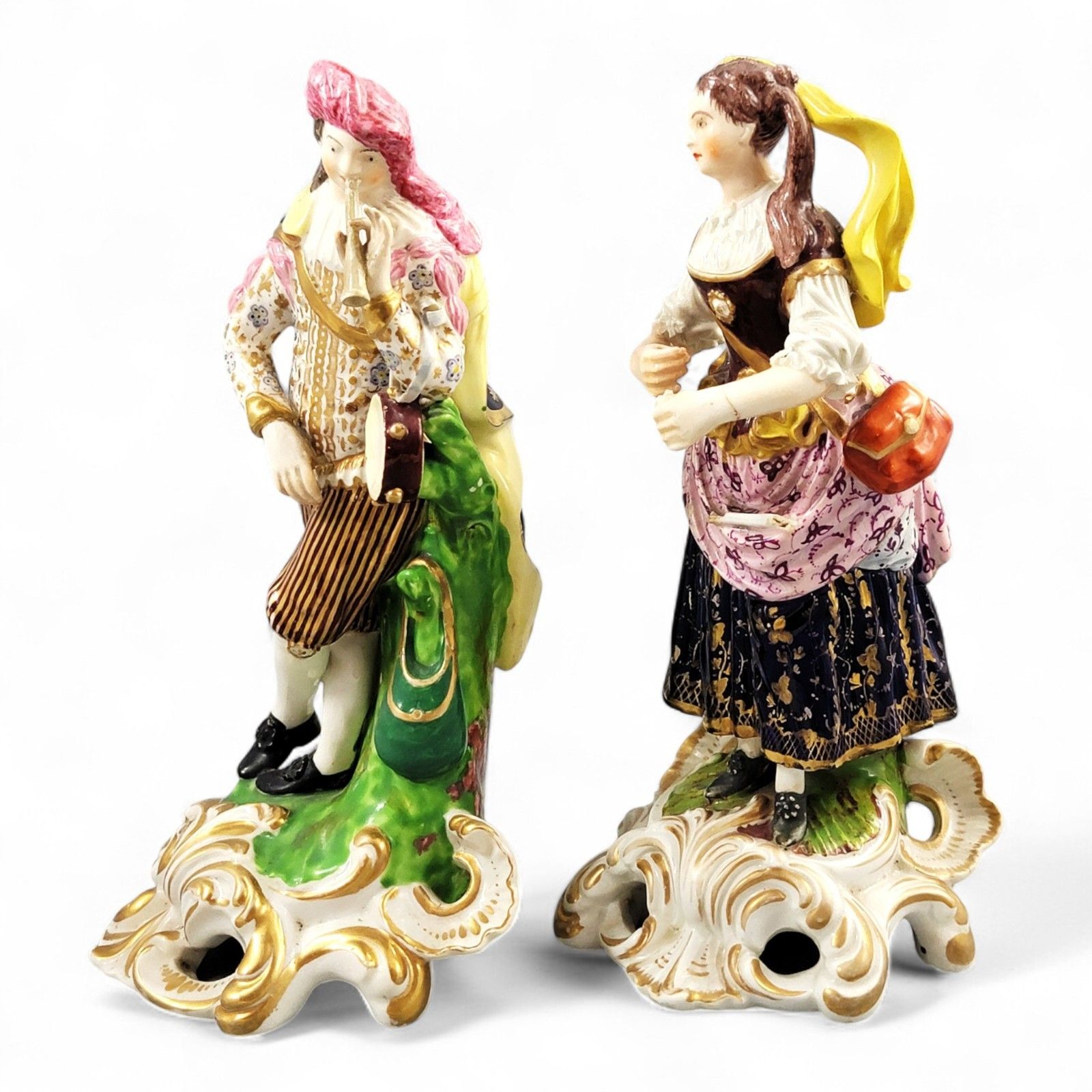 Derby Bloor Period Porcelain Figures “Idyllic Musicians” C.1815 Finely Enamelled photo furniture