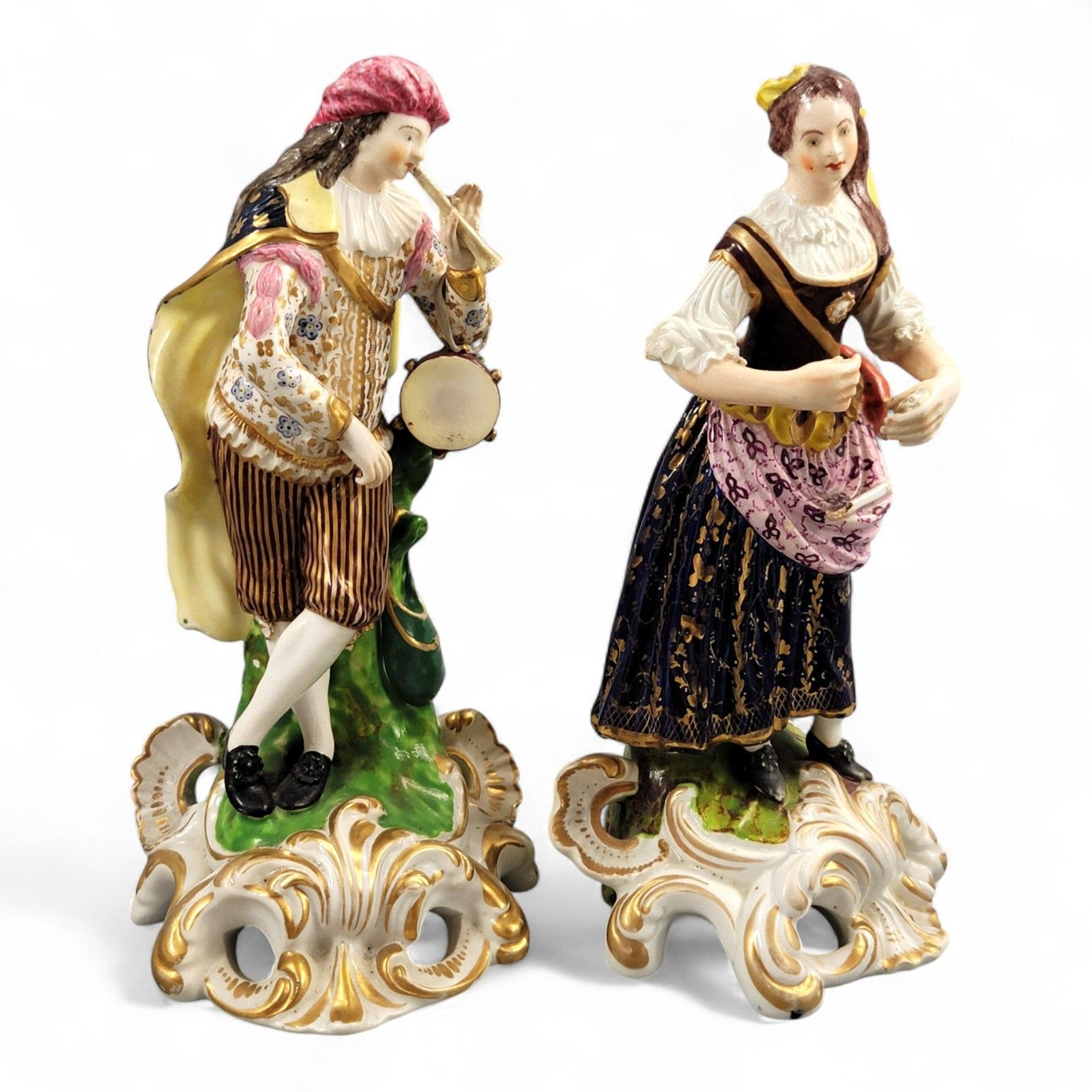 Derby Bloor Period Porcelain Figures “Idyllic Musicians” C.1815 Finely Enamelled photo buy